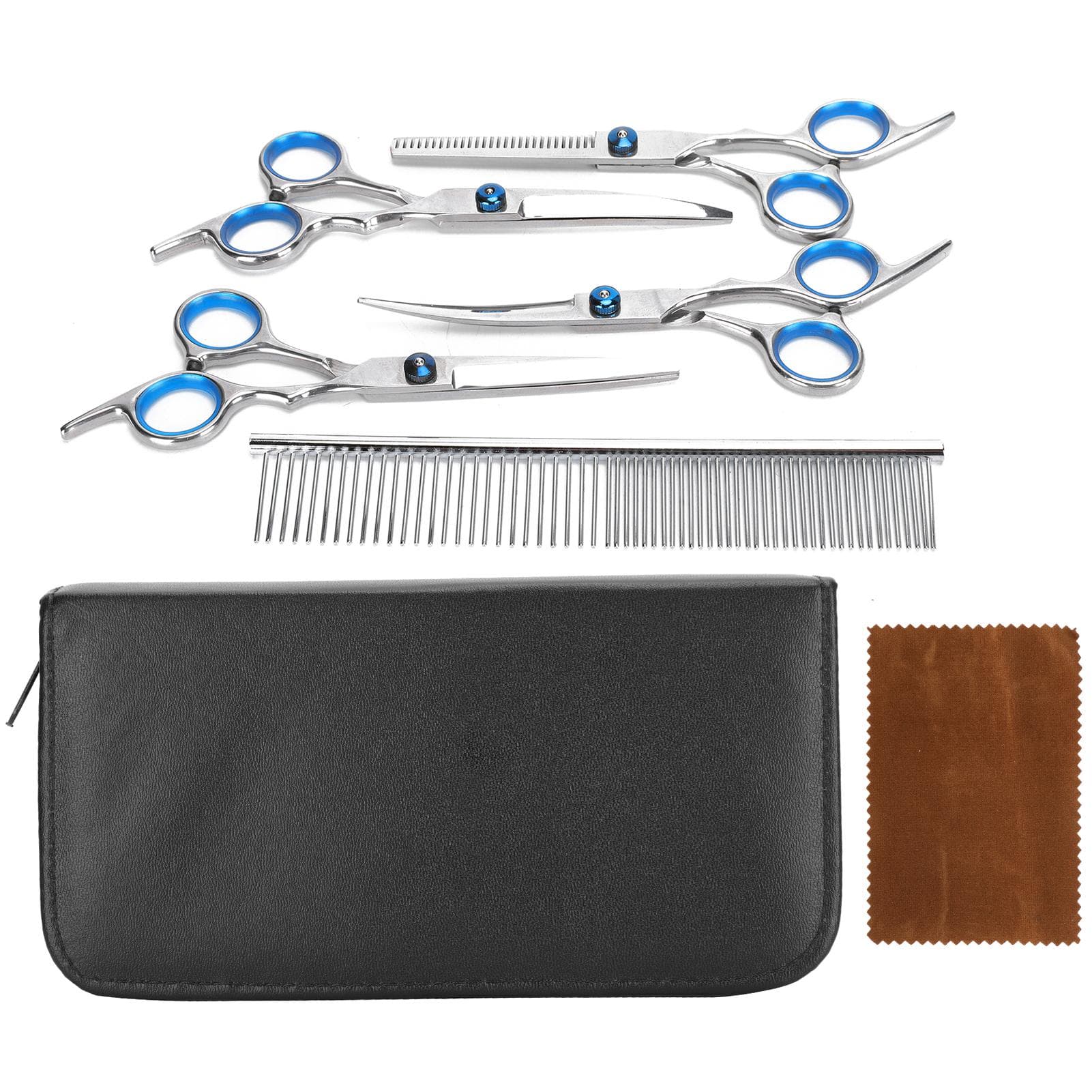 Pet Scissors Set Stainless Steel Hair Grooming Shears Cutter Comb Kit for Cats Dogs
