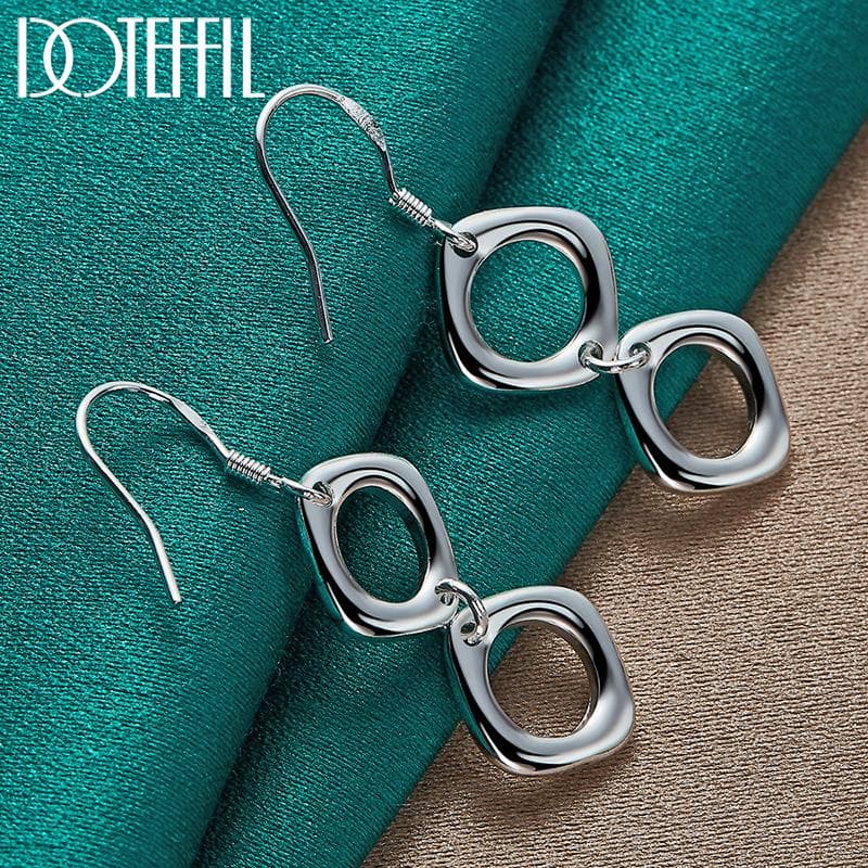 Square Earrings Silver Fashion Jewelry 4.50*1.10cm