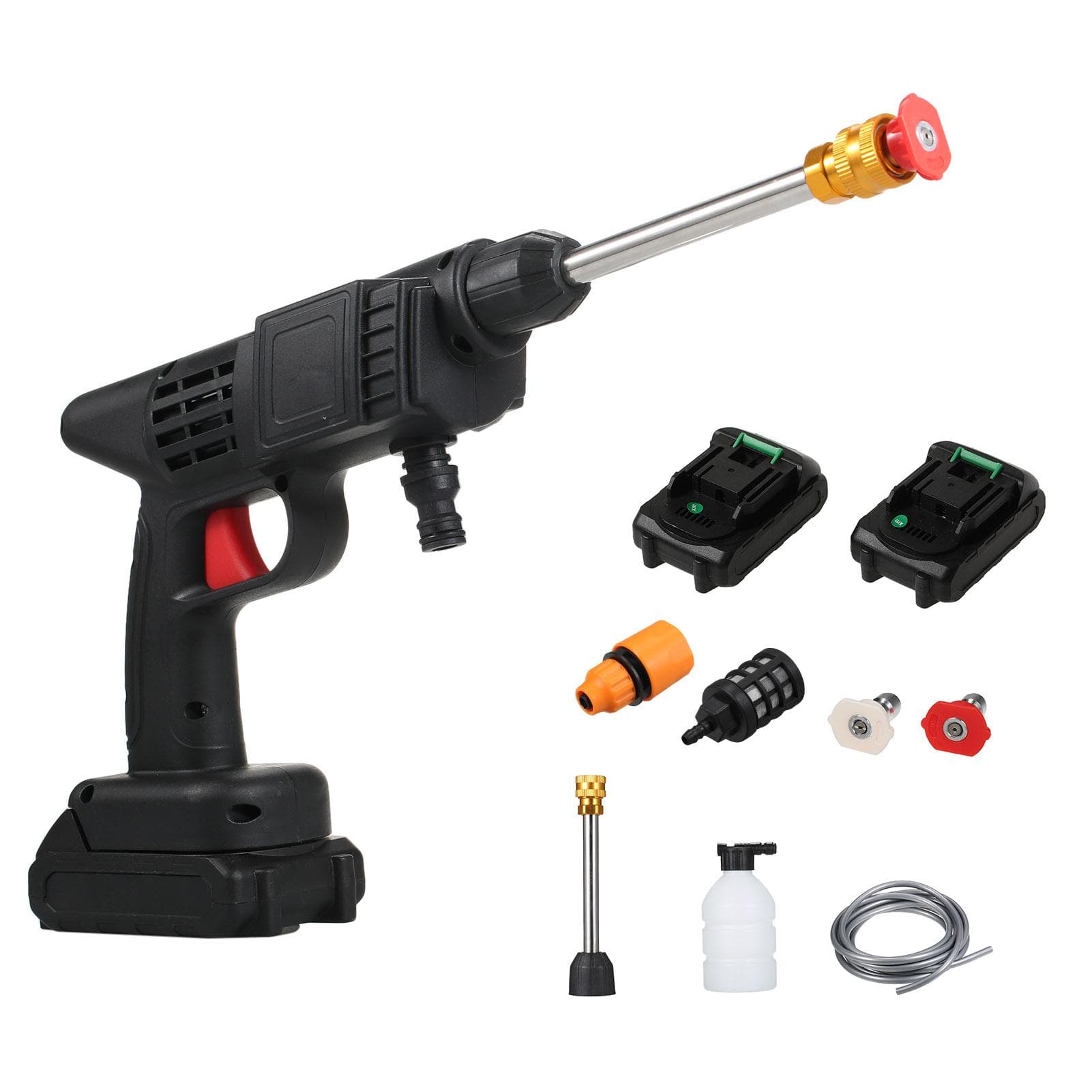 Cordless Pressure Washer, 50PSI Portable Pressure Cleaner Handheld with Battery and Charger 24V UK Plug black