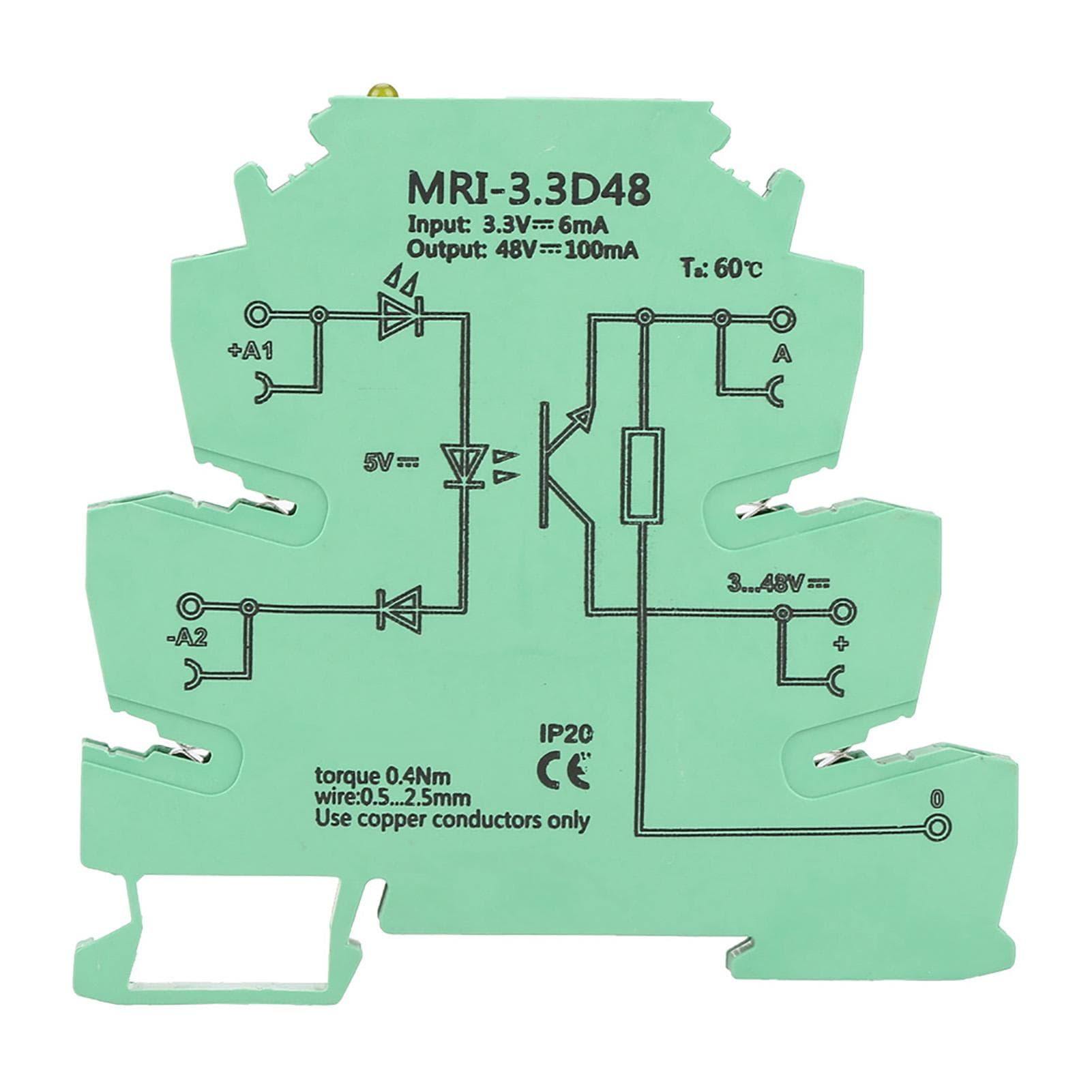 MRI3.3D48 DC Photoelectrical Coupler Isolating PLC Relay Module Input 3.3VDC Output 348VDC