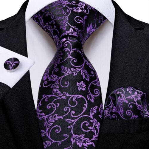 DiBanGu Mens Silk Necktie Set Striped Paisley Solid Tie Pocket Square Cufflinks N-7695