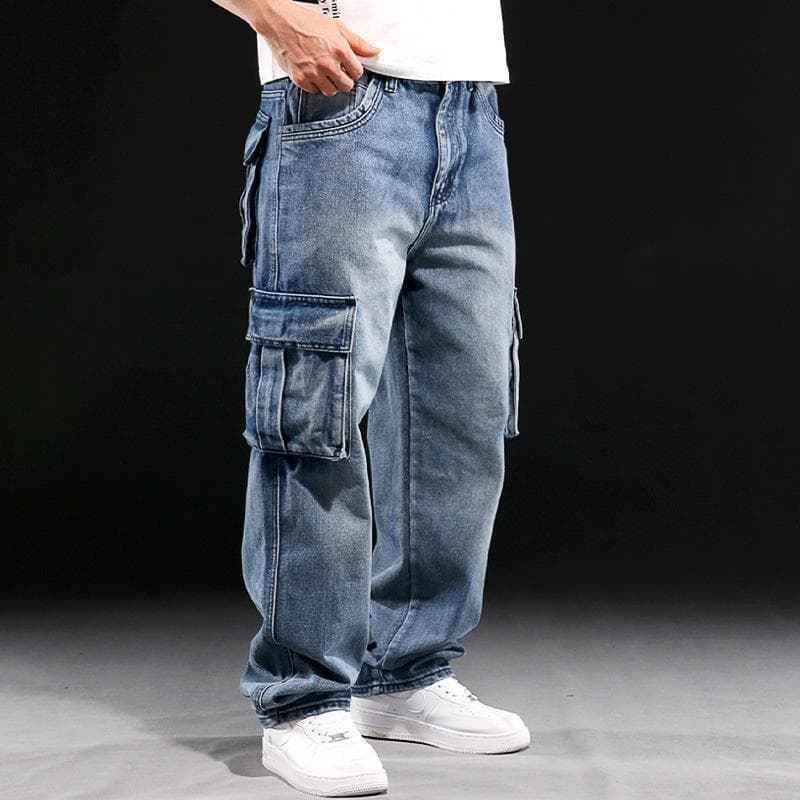 Men's  Large Leg Wide Leg Jeans Straight Loose Trousers Straight Plus Size Jeans 38