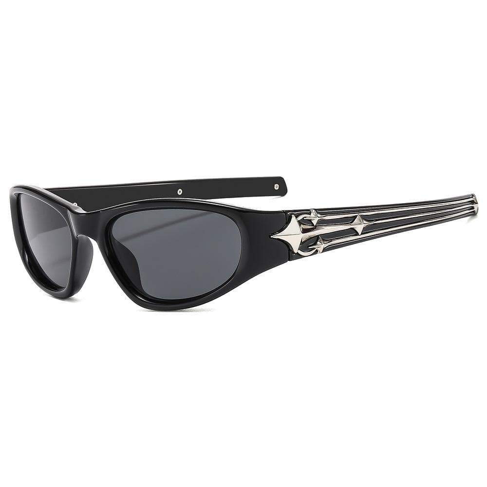 Retro Luxury Oval Sunglasses for Women Men Y2K Brand Design Meteor Decoration Trendy UV400 Protection as  picture