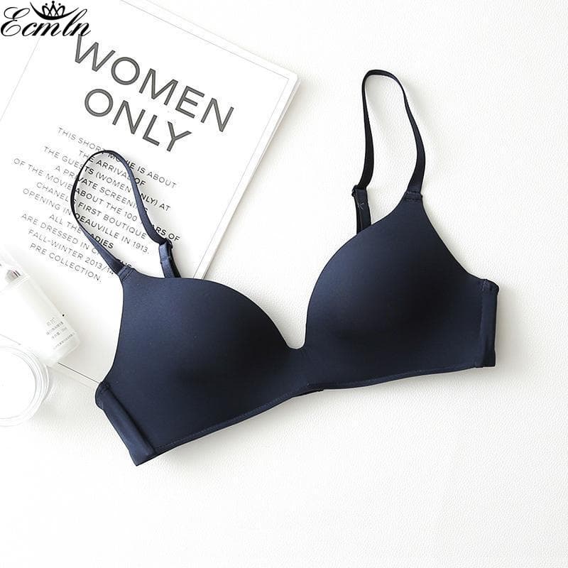 Breathable Bra 2 Bracelet Strapless Slim Seamless Without Rims Gather Sexy 75 blue