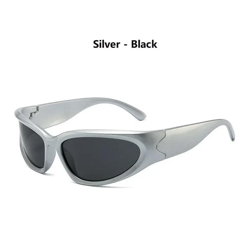 Men's Silver Y2K Sunglasses Vintage Punk Goggle Eyewear Trendy Outdoor Cycling Sports Sun Glasses Women 2000S Aesthetic
