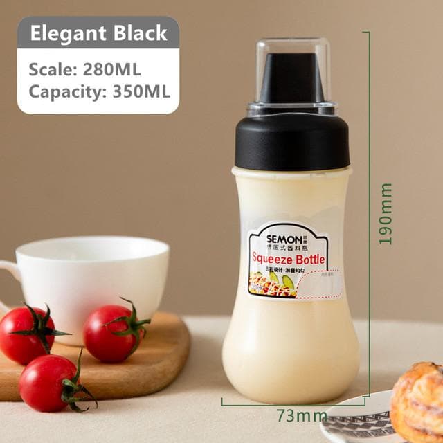 350ml 5 Hole Squeeze Condiment Bottles With Nozzles Plastic Ketchup Mustard Hot Sauces Olive Oil Bottles Kitchen Accessories black