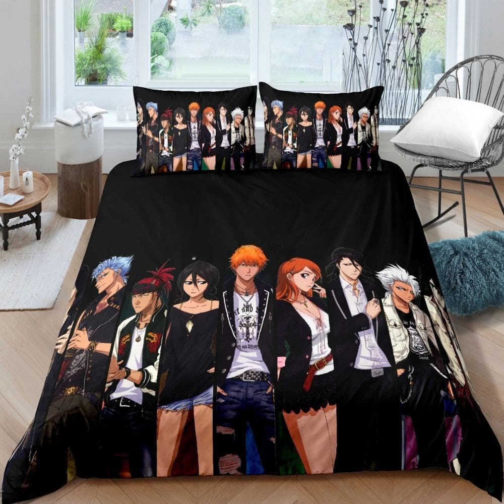 3D Bleach Kurosaki Ichigo Bedding Set Anime Duvet Covers Pillowcases Boys Comforter Bedding Sets Customized Bed Linen Bedclothes 180X210cm-3pcs