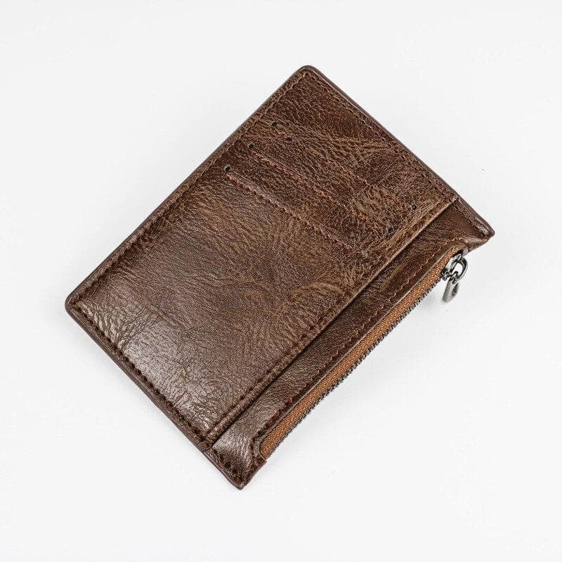Vintage Men Leather Wallet Short Slim Male Purses Money Credit Card Holders Men Wallet Money Bag Zipper Coin Purse coffee