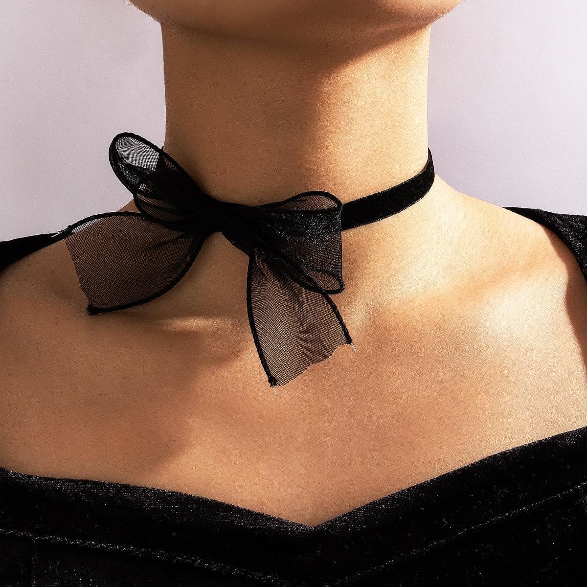 Sexy Collar Black Lace Bow Choker Velvet Clavicle Choker INS Style Short Necklace for Women Jewelry black