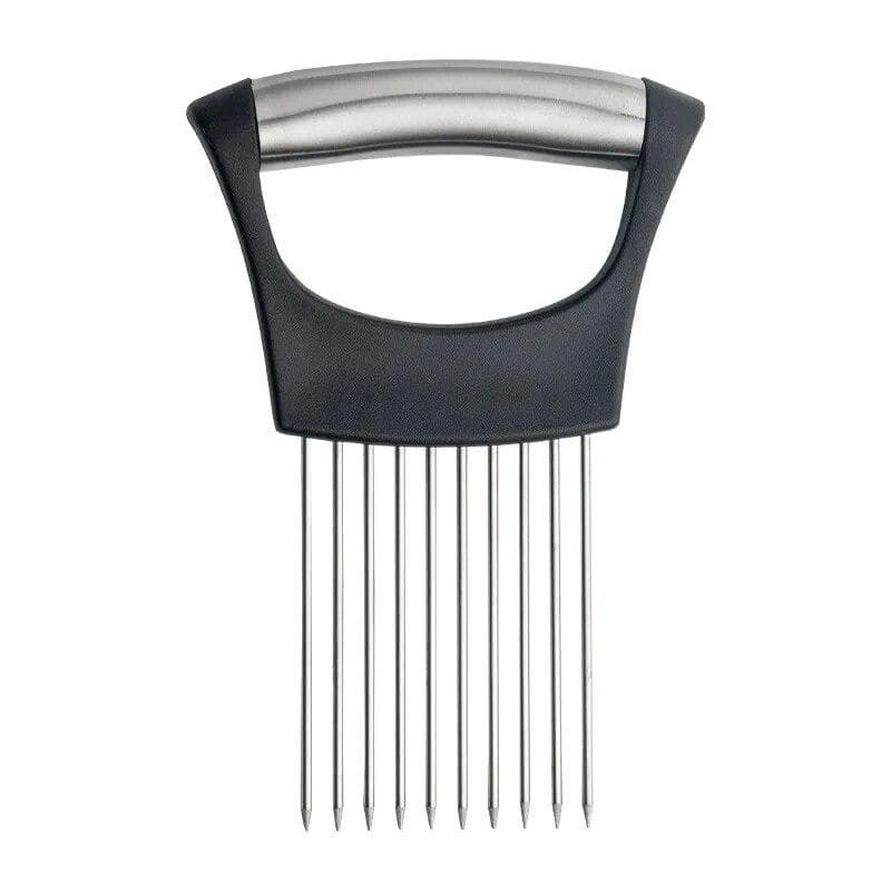 Stainless Steel Onion Cutter Holder Food Slicers Assistant Tomato Onion Slicer Holder Vegetables Cutting Fork Kitchen Gadgets black