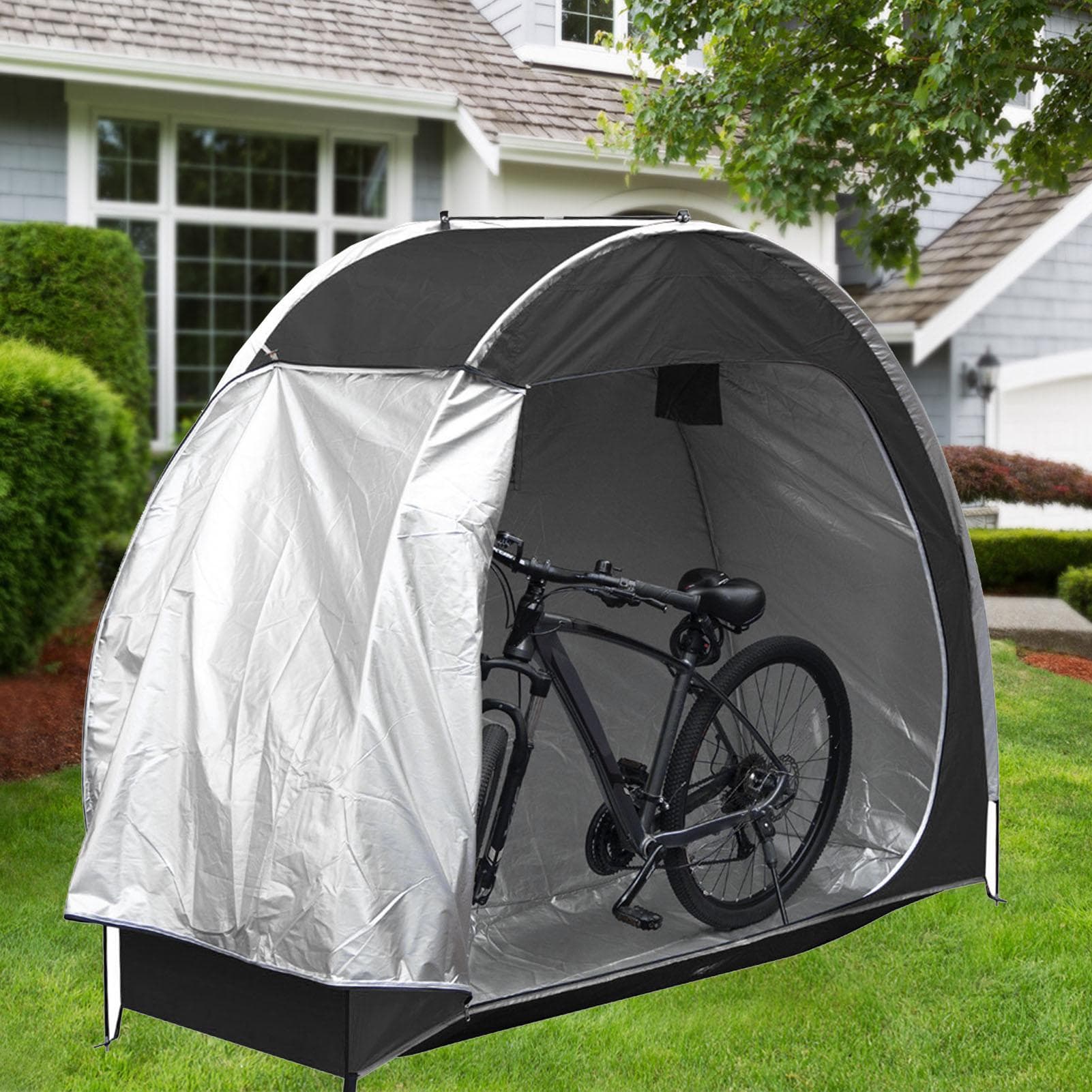 Bike Storage Shed 210D Oxford Fabric Water Proof Outdoor Bike Covers Storage Shed Tent Black black