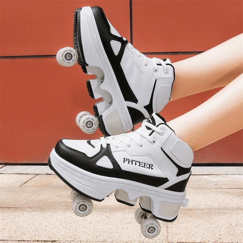 Deformed Runaway Shoes Four-wheel Boys and Girls Two-wheel Row Children with Roller Skating Adult Pulley Sports Shoes Can Be Retracted 34