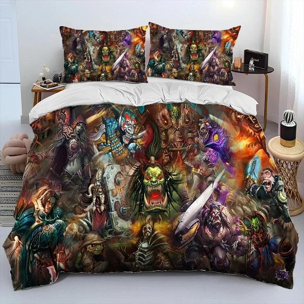3D Print Game World Warcraft WOW Bedding Set Duvet Cover Bed Set Quilt Cover Pillowcase Comforter king Queen Size Boys Adult AU Single 140x210cm
