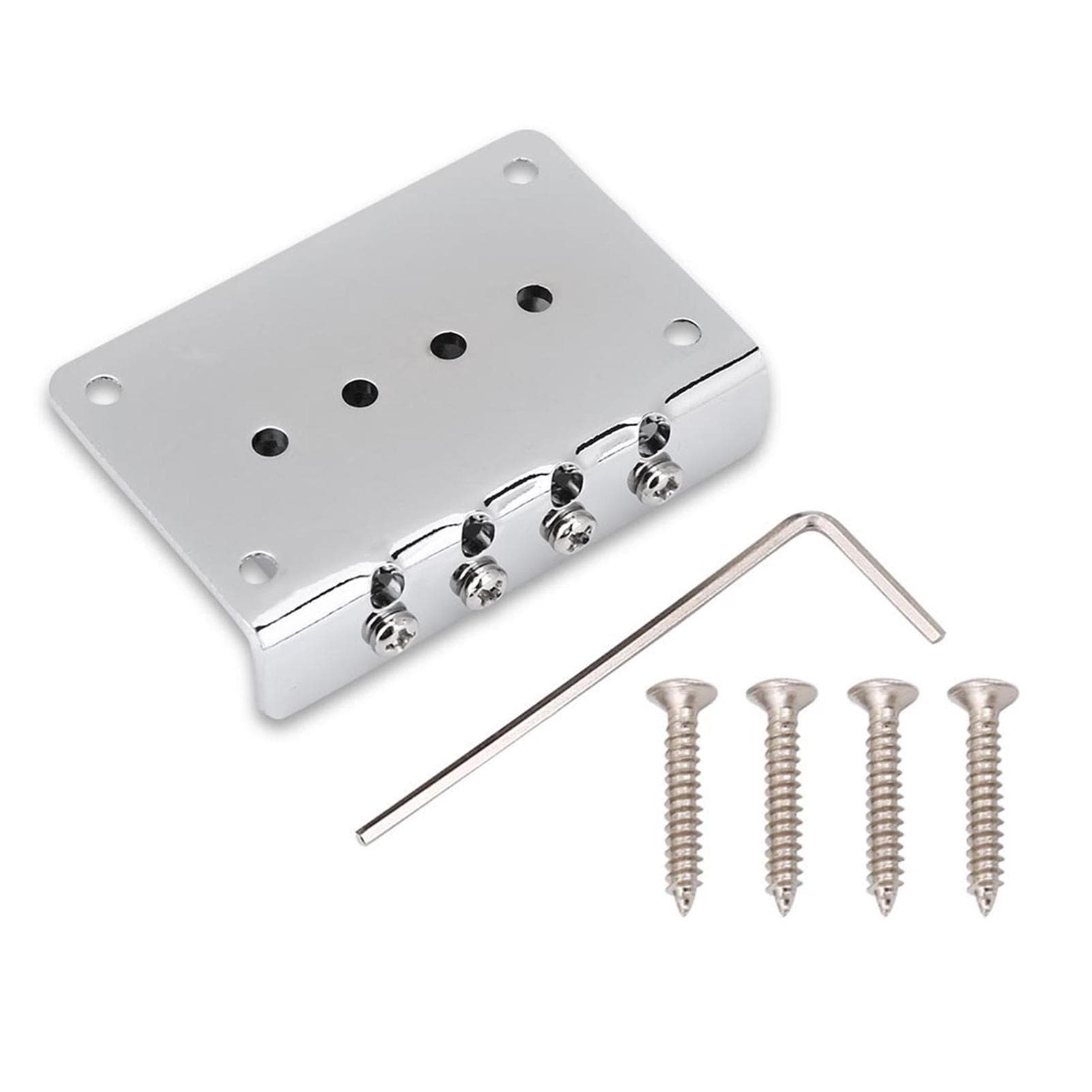 4-string Fixed Bridge Replacement Parts for Cigarbox Electric Guitars Bass Ukulele silver