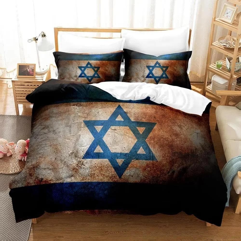 New 3d Print Israel flag Bedding Set Duvet Cover 1 Duvet Cover 2 Pillowcases Adult and Kids Bedding Set Luxury Children's Gifts EU King 240x220cm