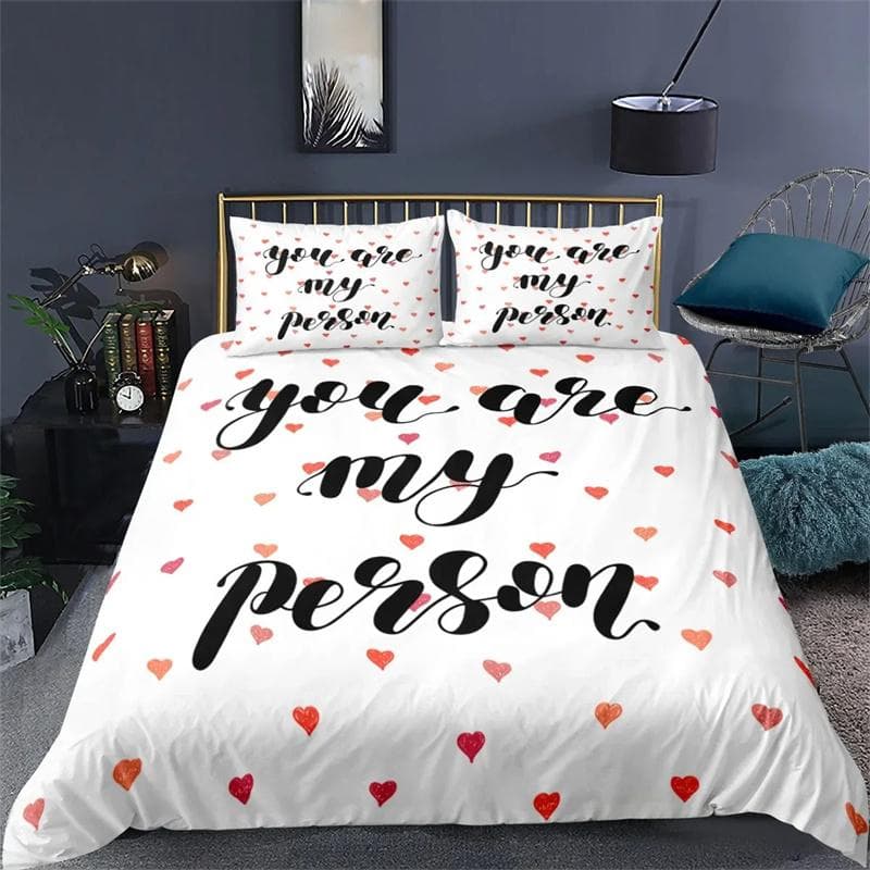 3D Printed Couple Bedding Set I Love You Crown Duvet Cover Double Twin Full Queen King Adult Kids Bedclothes Quilt Cover 2/3pcs 228x228cm