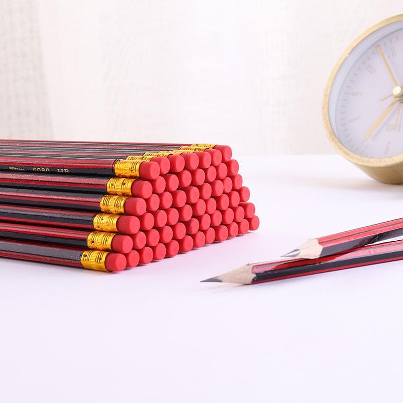 100/50/30/10PCS School Students Writing Stationery Wooden Pencil HB Pencil with Eraser Children's Kids Study Drawing Pencil Pen 100PCS