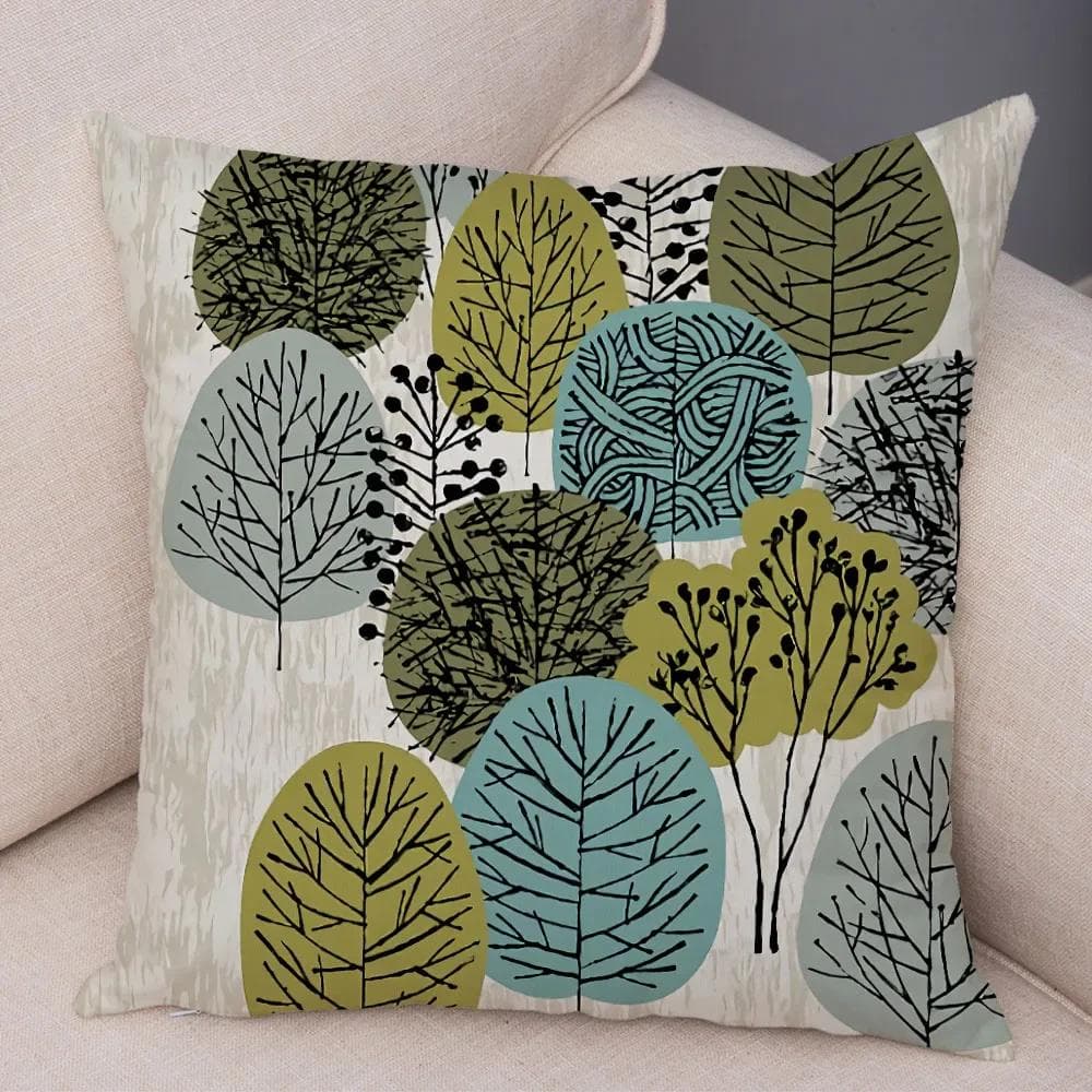 Abstract Art Cushion Cover Decorative Geometric Plant Tree Flower Pillowcase Sofa Home Car 55x55cm