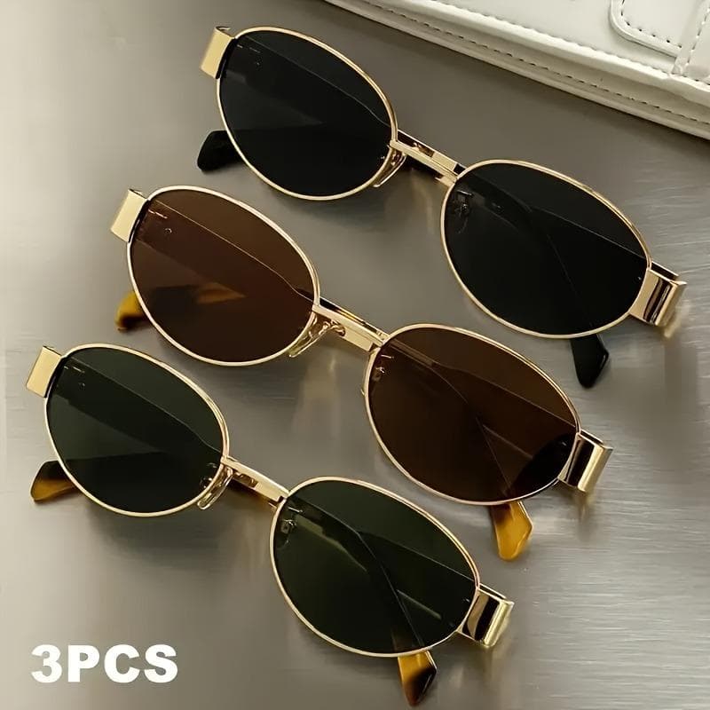 1/3 Pairs Unisex Oval Fashion Glasses Trendy Lightweight Stylish Eyewear for Men Women