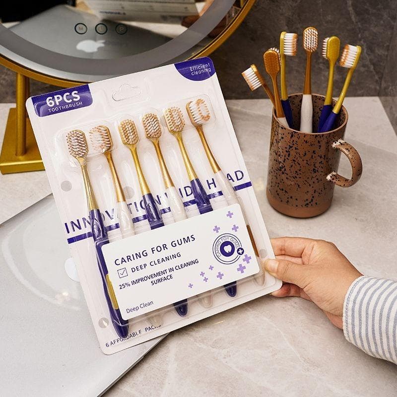 6Pcs/set Wide Head Toothbrush Household Unisex Adult Soft-Bristle Teeth Cleaning Toothbrush Dental Oral Care 6pcs