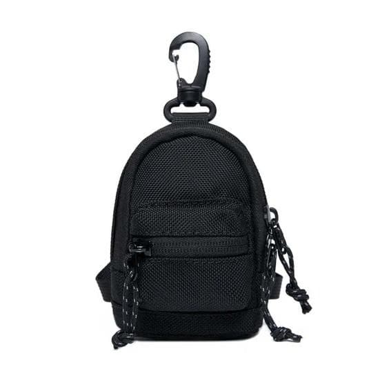 Mini Neck Hanging Key Bag Waterproof Oxford Fabric Zipper Wallet Coin Purse Small Backpack Keychain Keys Earphones Trinkets Storage Pouch black