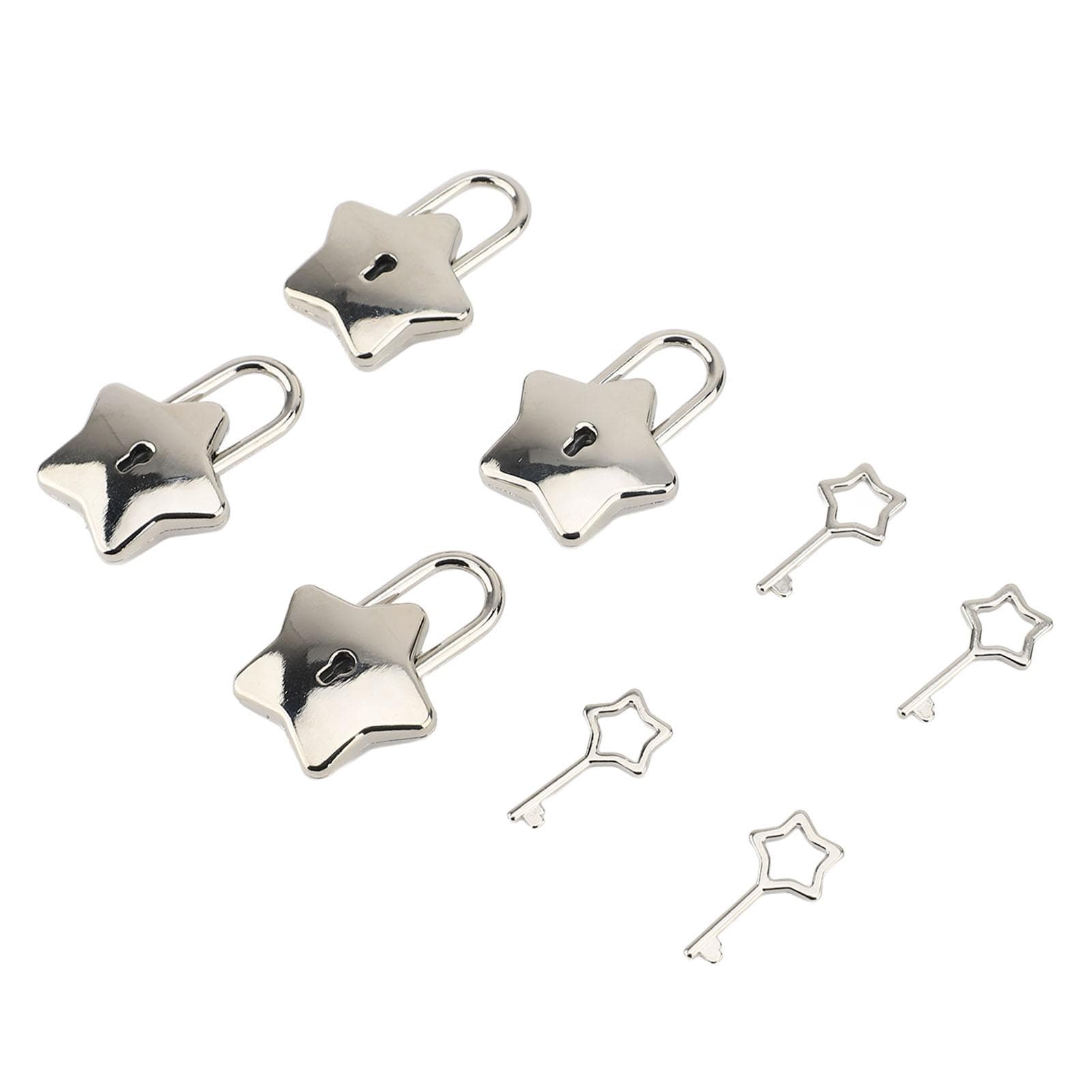 4 Set Treasure Chest Padlock Mini Metal Diary Book Jewelry Box Decorative Lock with Key S007 Five silver