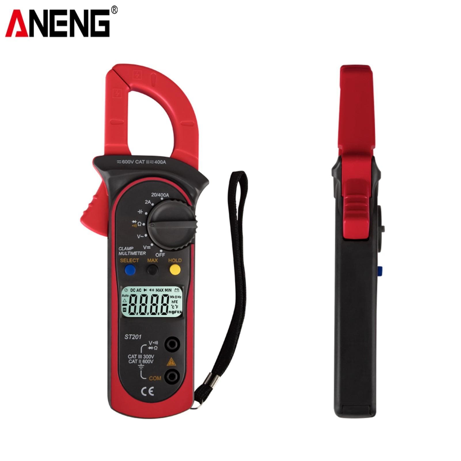 ANENG ST201 Digital Clamp Multimeter 4000 Counts Clamp Ammeters Transistor red