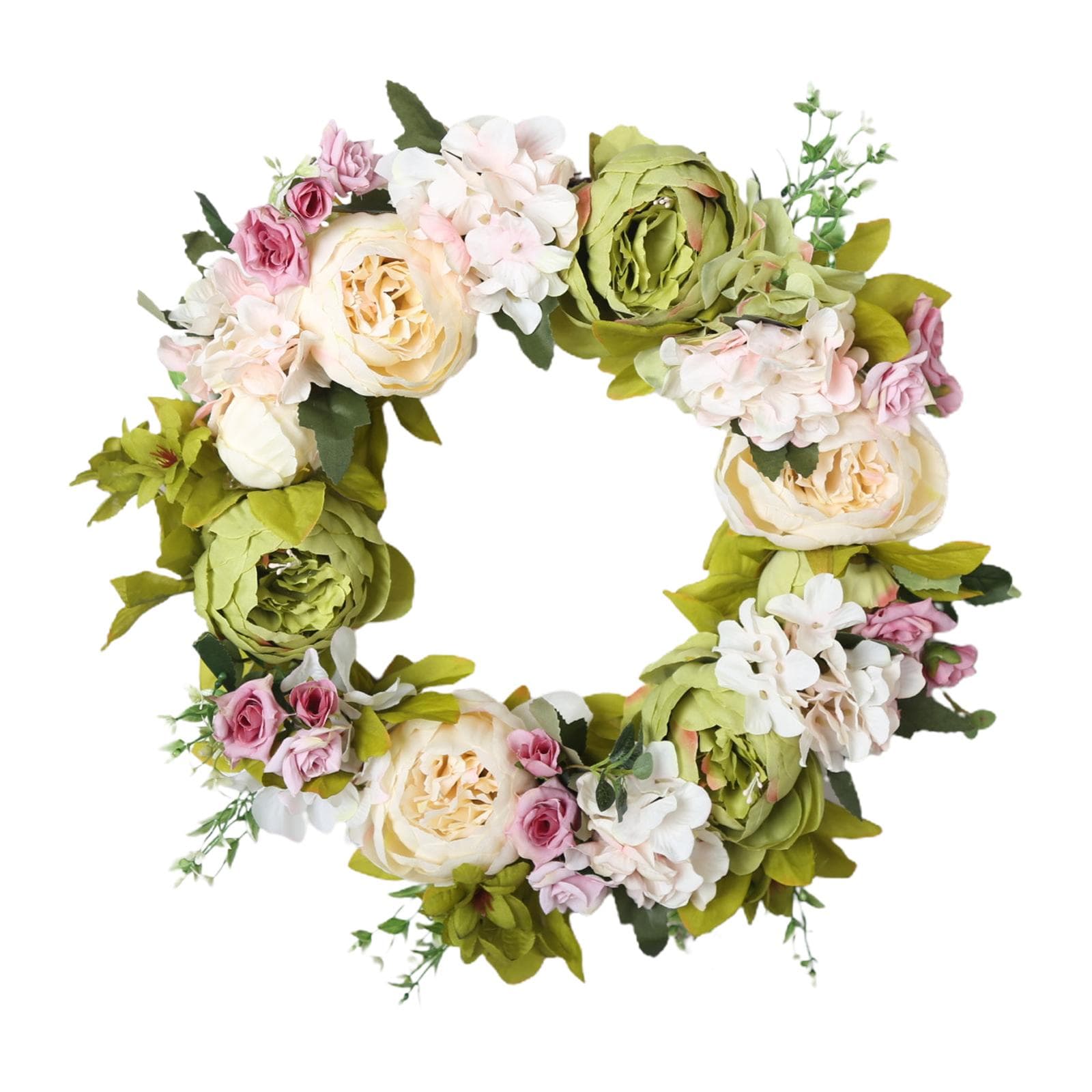 Christmas Wreath Handcraft Peony Wreath Artificial Spring Garland Wreath for Door Wall Wedding