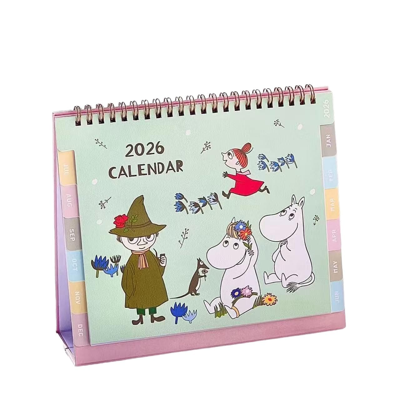 Moomin 2026 Desk Calendar, Double-Sided Print, with Photo Stickers, Home Decor, Stationery, Office Supplies, Gift, Birthday, Collectible [Parallel Imp