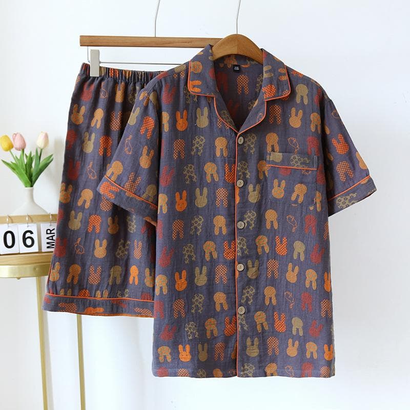 Verão Novo Casal Shorts De Manga Curta Duas Peças Conjunto De 100% Algodão Crepe Tecido Homens E Mulheres Grande Homewear XL