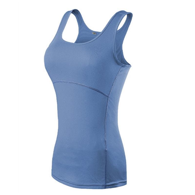 Sportswear Women's Yoga Vest Fitness Sport Shirt Sleeveless Home Gym Workout Running Tanks Tops XL light blue