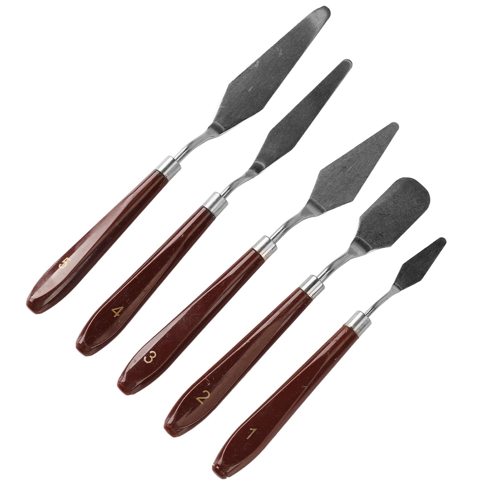 5Pcs Palette Knife Stainless Steel Blade Wooden Handle Smoothing Elastic Painting Knife Set for