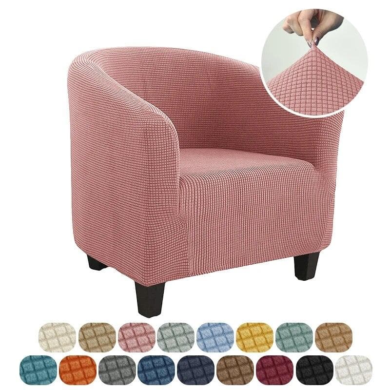 Club Chair Cover Stretch Tub Chair Slipcover Solid Color Sofa Cover Polar Fleece Couch Covers for Study Bar Counter Living Room 1pcs