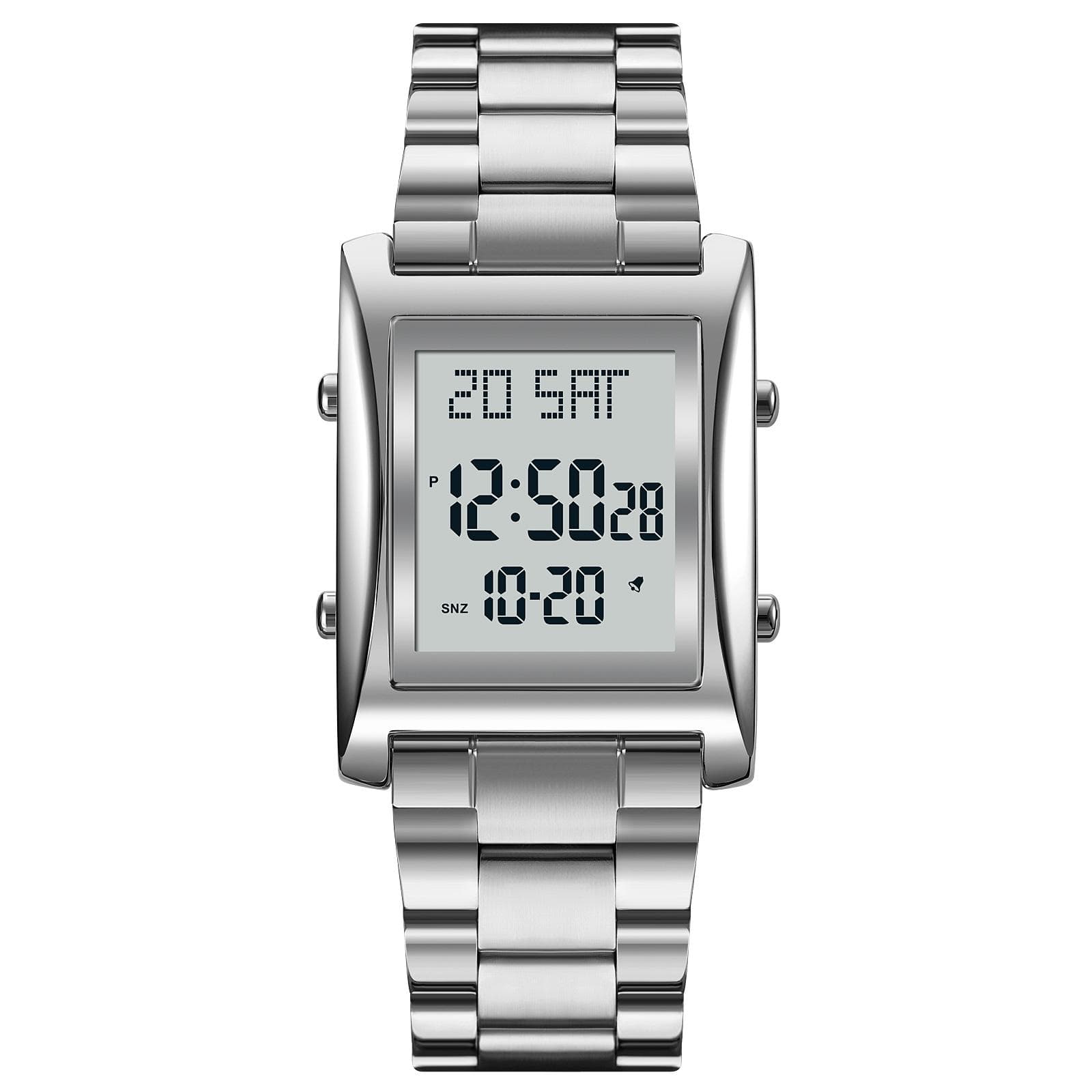 SKMEI Men s business sports watches Countdown double time watch alarm clock Chronograph table silver