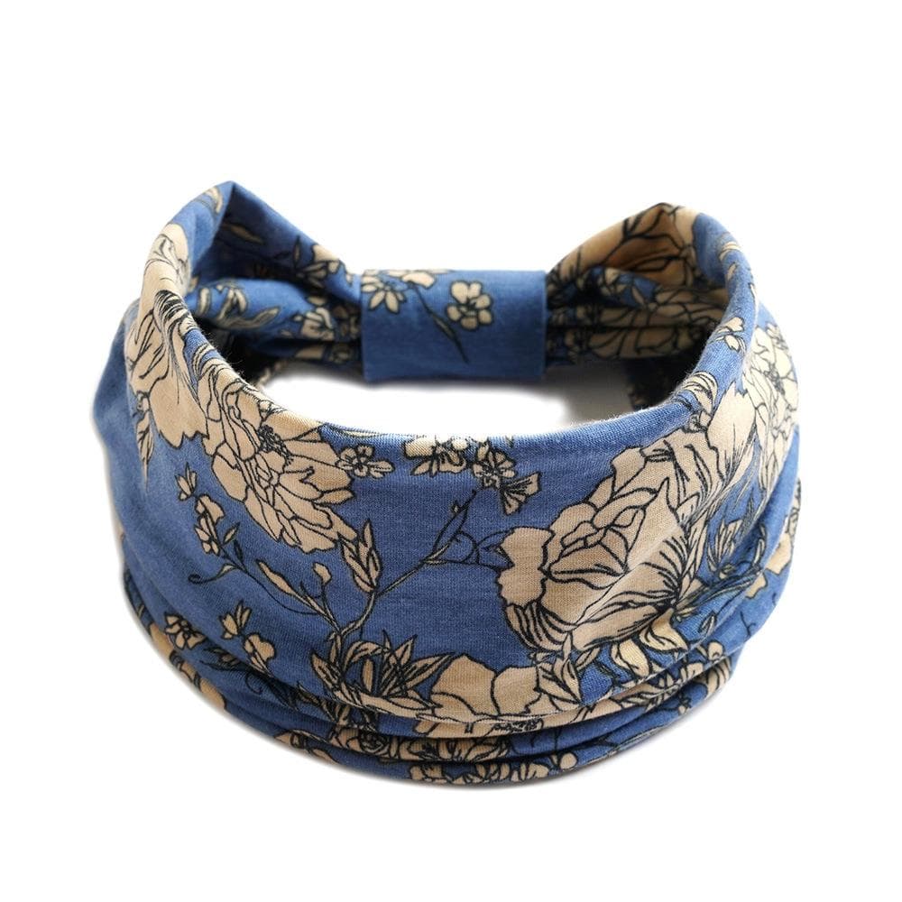 New Vintage Knot Elastic Headbands Turban Headwrap Wide For Women Girls Flower Print Cotton Soft Boho Bandana Hair Accessories 3