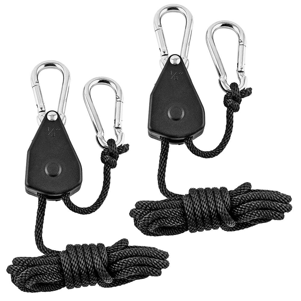 1/8 Inch Heavy Duty Adjustable Grow Light Ratchet Rope Hanger For Grow Light Fixtures Gardening Loose-proof Design black