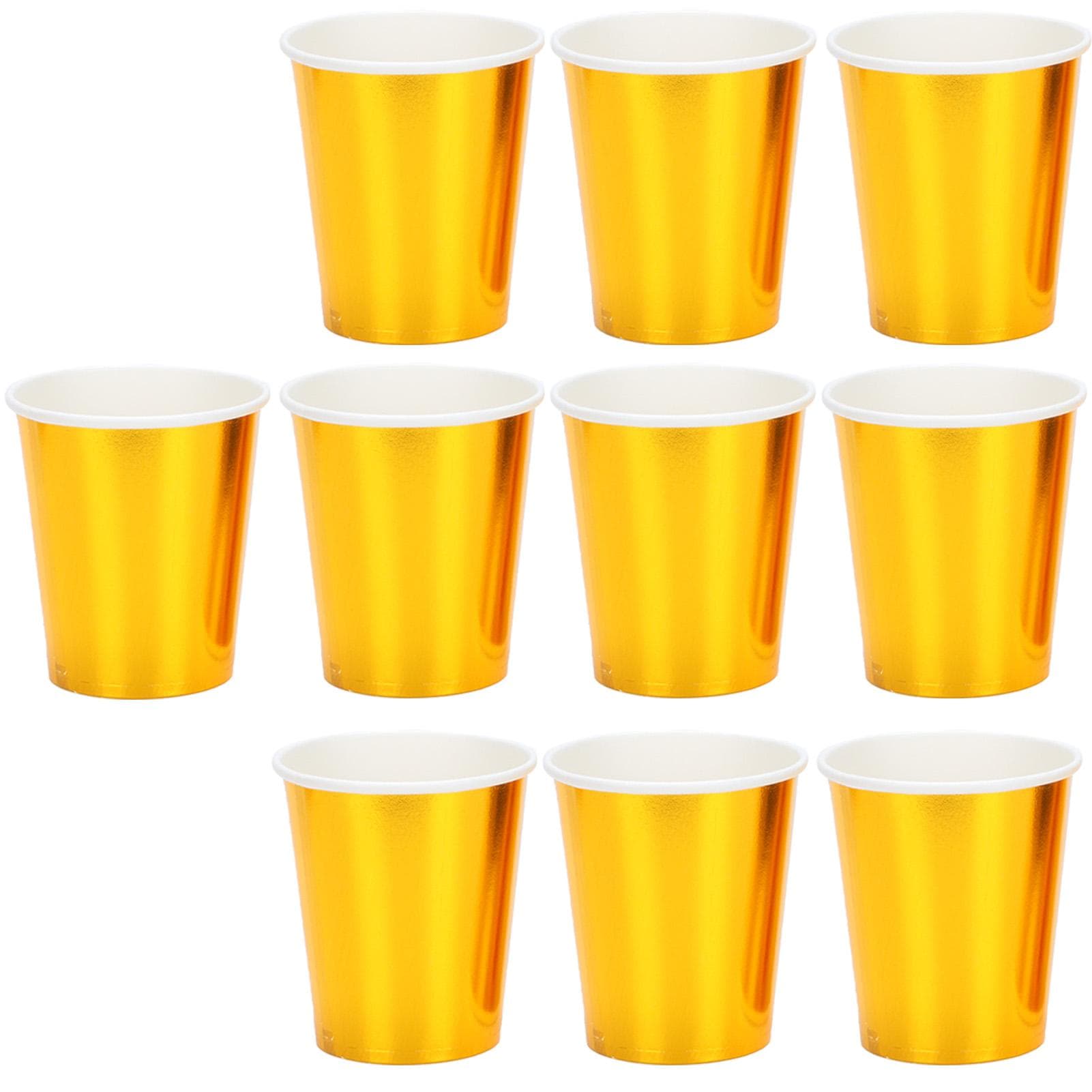 20pcs Paper Cups Drinking Compostable Cup Recyclable Juice Cup for Party Coffee TeaGold gold