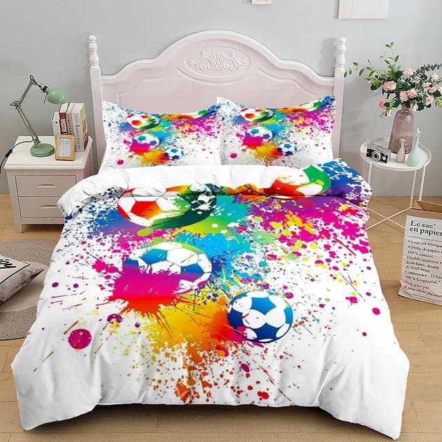 Football Duvet Cover Set 3D Soccer Printed Boys Teens Bedding Set Sports Theme Double Queen King Size 2/3pcs Comforter Cover Eu-Single135x200cm