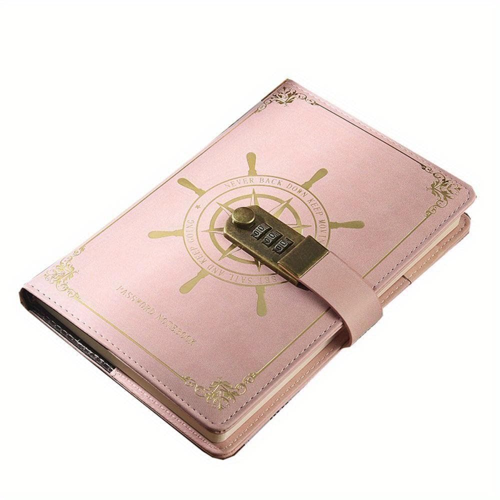 A5 Retro Password Lock Notebook With Lock Voyage Travel Diary Notebook Notepad Secretly Diary Hand Ledger Stationery pink