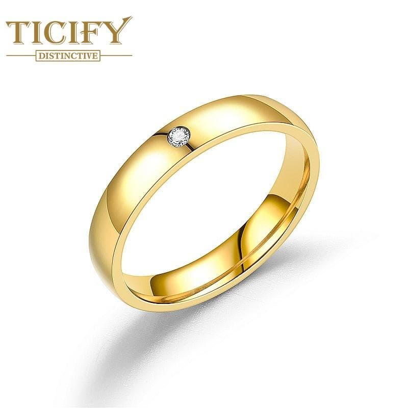 Non -fading Titanium Steel Inlaid Diamond Ring Light Surface Stainless Steel Couple Ring 7 gold
