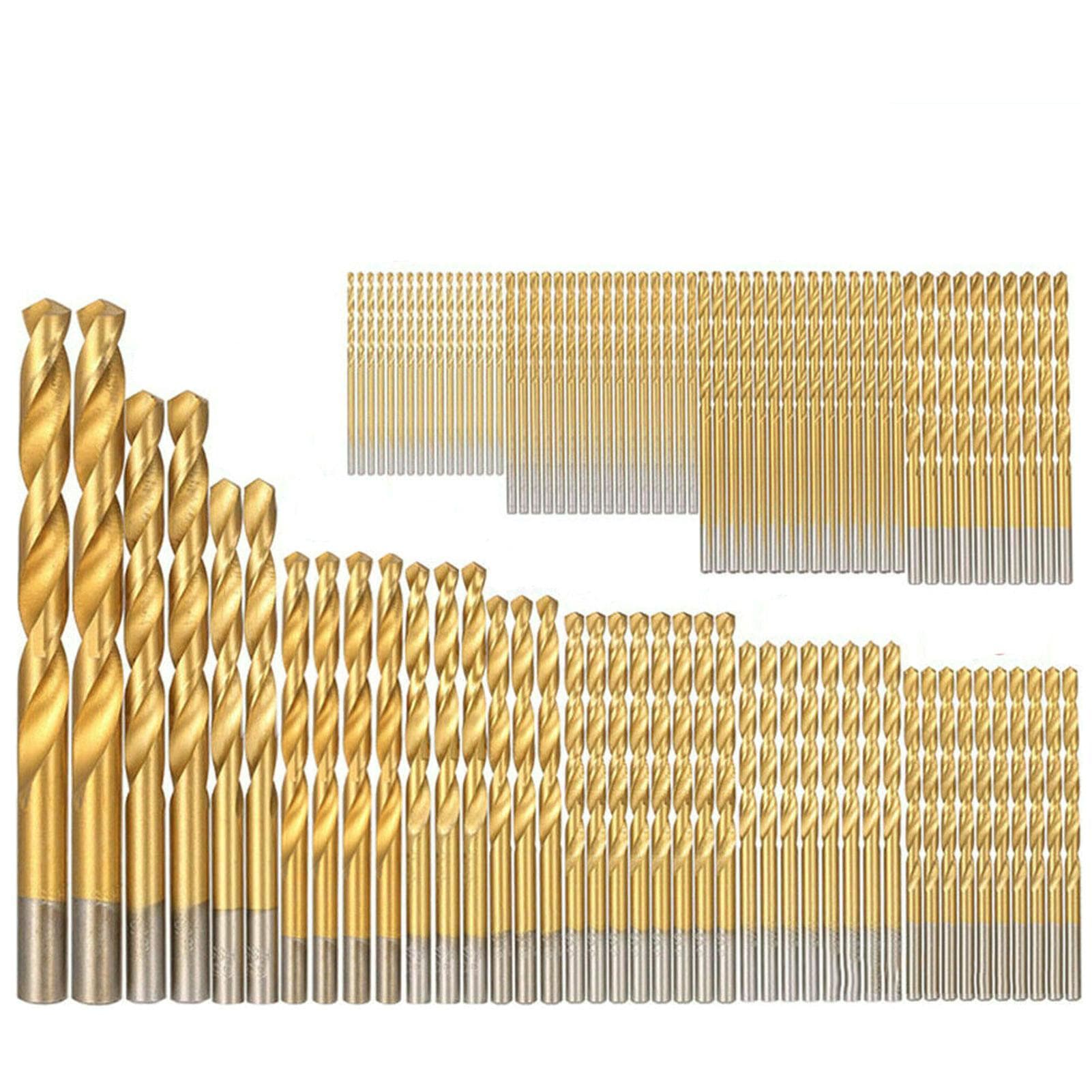 99Pcs Drill Bits Set 1/16''-3/8'' High-speed Steel Titanium Multi Bits Metal Tools 99Pcs