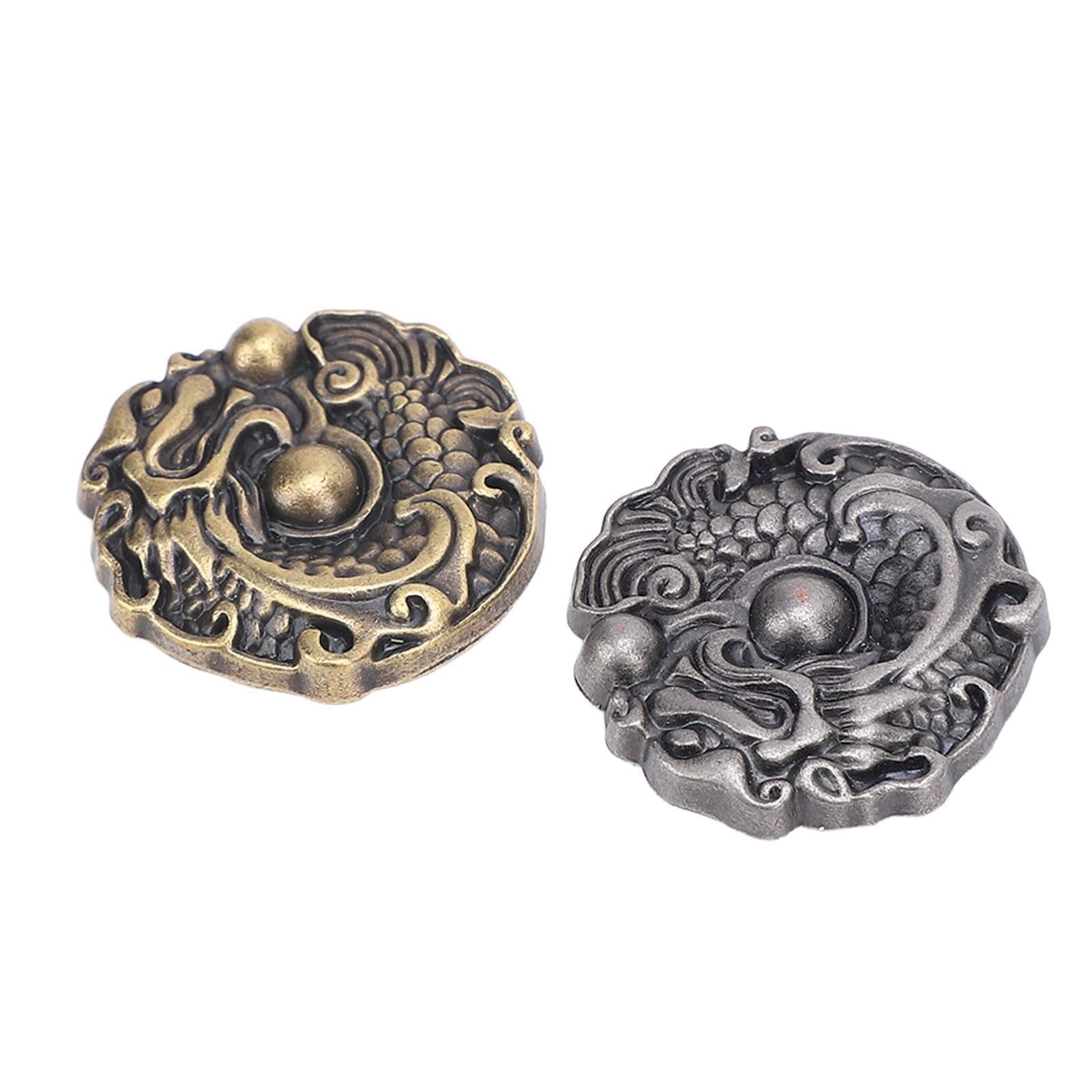 2 Set Dragon Pattern Metal Buttons 24mm Zinc Alloy Vintage Clothing Buttons Decoration