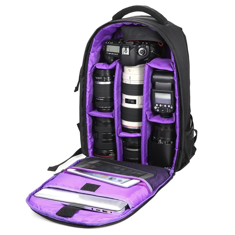 Outdoor Wear-resisting DSLR Digital Camera Video Backpack Water-resistant Multi-functional purple