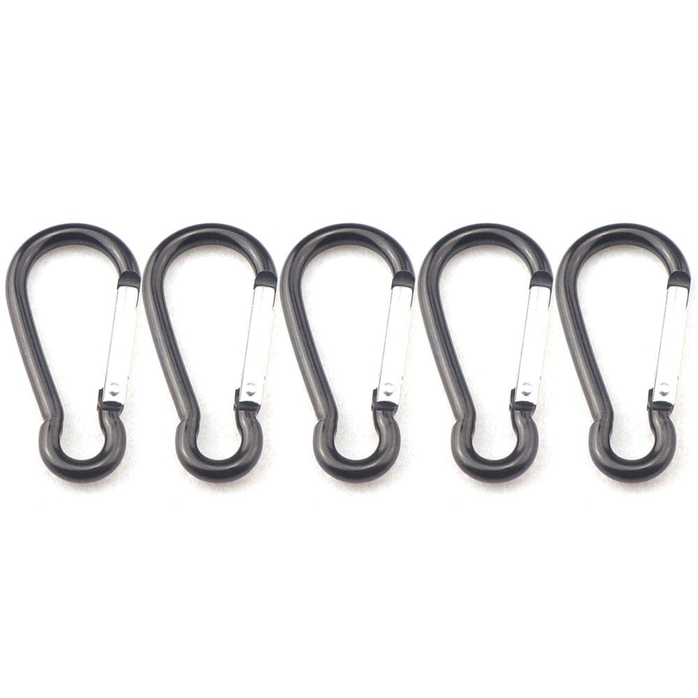 5pcs Aluminum Alloy Carabiner Spring Clip Hook Spring-Loaded Kettle Hook for Camping Hiking 5 black