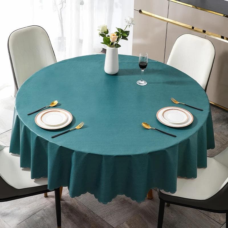 Simple Business Style Solid Color Round Tablecloth Thick Multicolor Table cover Waterproof Oil Resistant Washable Table Case 120cm round 1pcs