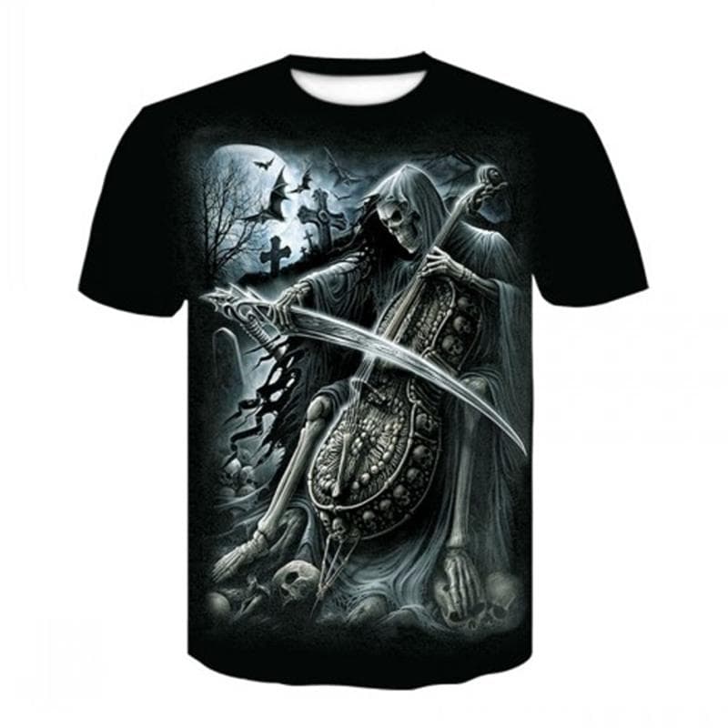 3D Heavy Metal Skull Print T-shirts Punk Rock Men's Tops Summer Casual Party Short Sleeve New Trend Men's Fashion Streetwear L