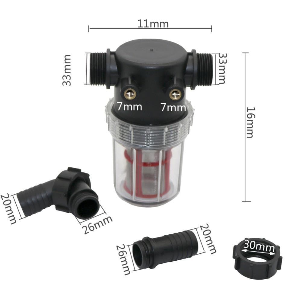 Transparent Stainless Steel Pre-Filter for Garden Irrigation - 20mm/25mm, 50 Mesh 20mm