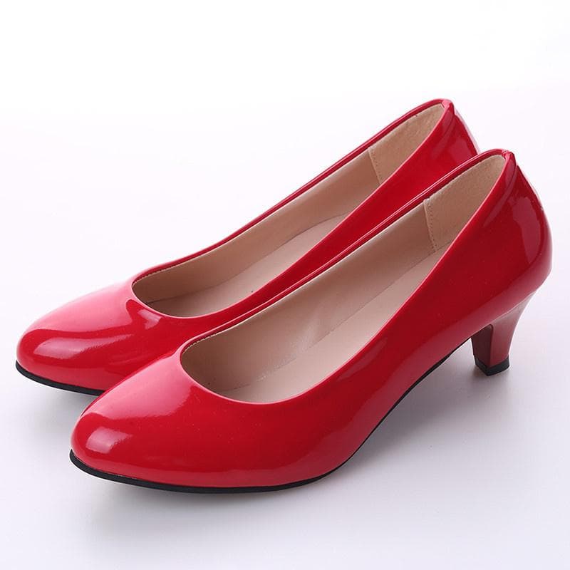 Fashion Medium and Low Heel Shoes OL Professional Single Shoes Pointed Shallow Mouth To Work Shoes 36.0 red