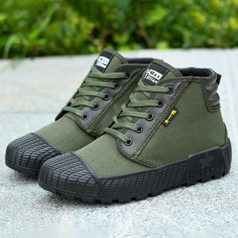 Tactical Training Shoes High Top Breathable Canvas Site Odor Resistant Outdoor Labor Protection Shoes for Men 43 green