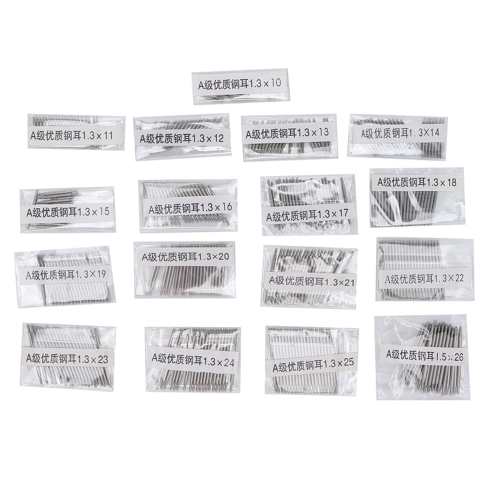 340Pcs Watch Pins Steel 1.3mm 10?26mm Diverse Sizes Rugged Durable Spring Bar Tool for Watchmaker